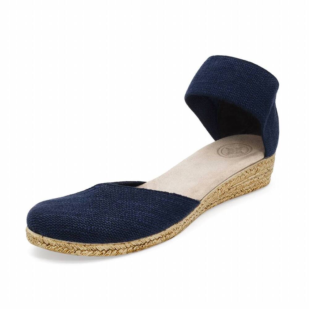 NEW CHARLESTON SHOE CO. women's chloe espadrille wedge sandal in navy